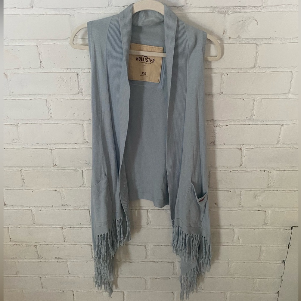 Hollister Sky Blue Knit Cardigan Vest